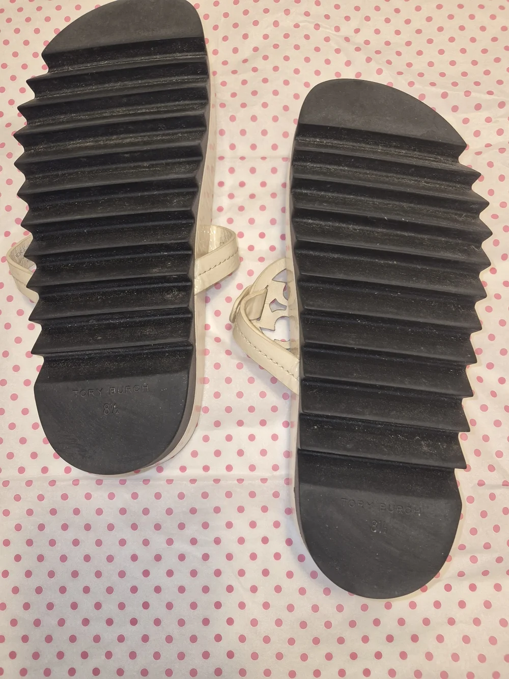 Girls White Logo-Accent Thong Sandals Size 8.5
